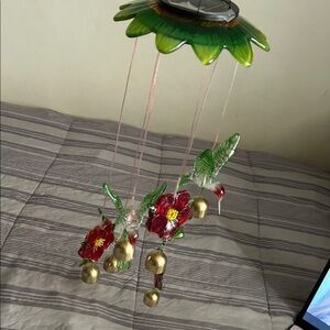 Wind & Weather Green and Red Hummingbird and Floral Wind Chimes